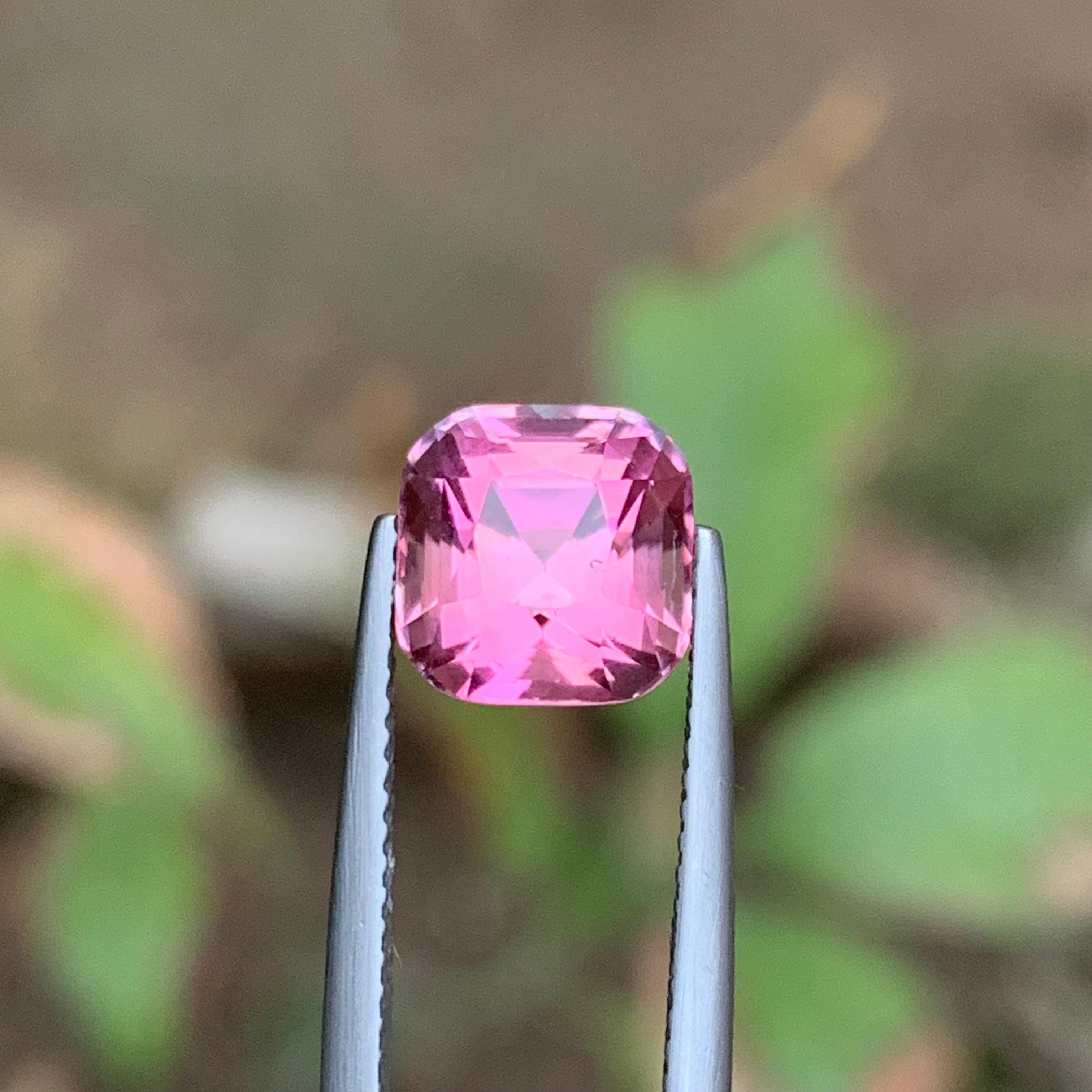Vibrant Pink Natural Tourmaline Ring Loose Gemstone 3.40 Ct Cushion Cut-Jewelry For Sale 6