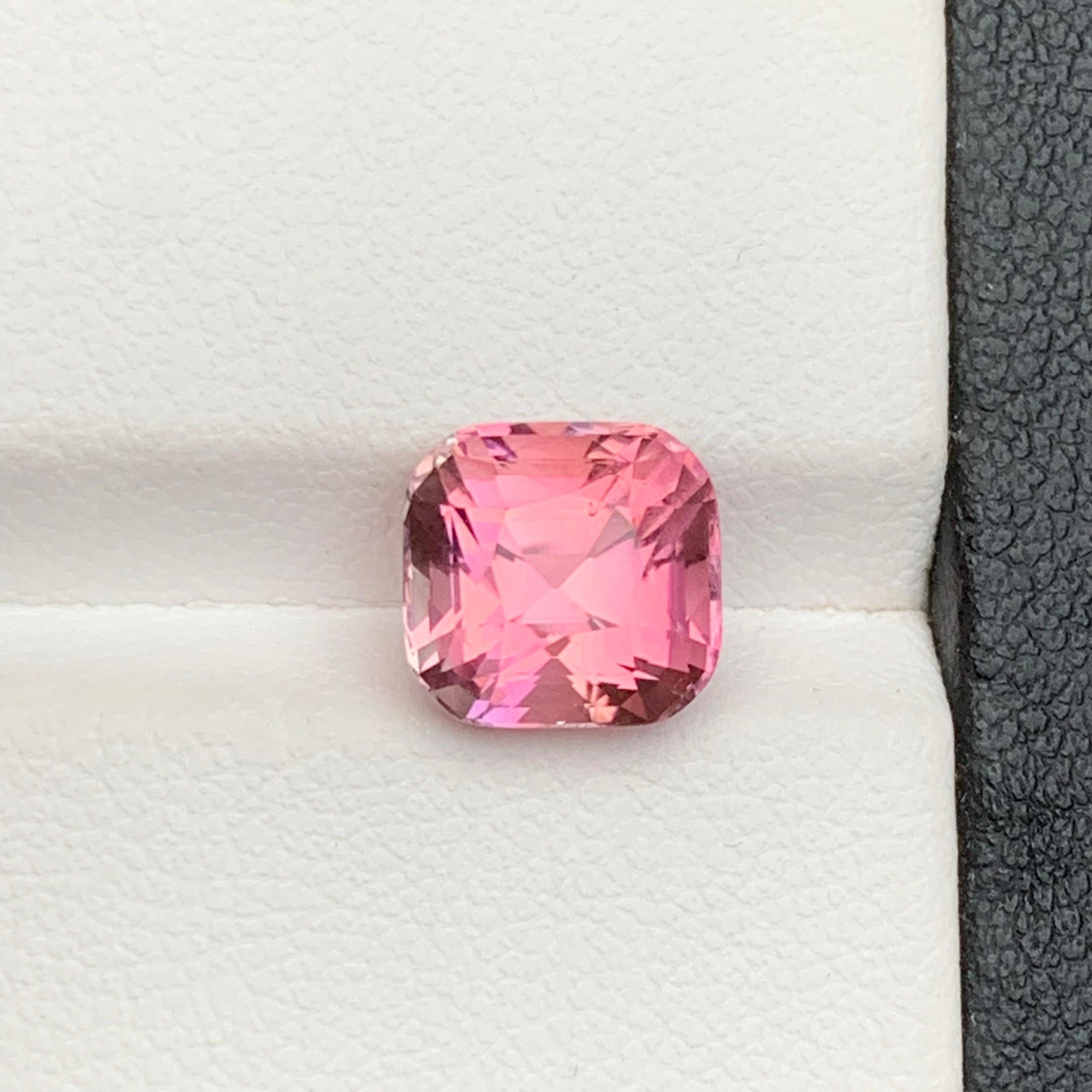 Vibrant Pink Natural Tourmaline Ring Loose Gemstone 3.40 Ct Cushion Cut-Jewelry For Sale 7