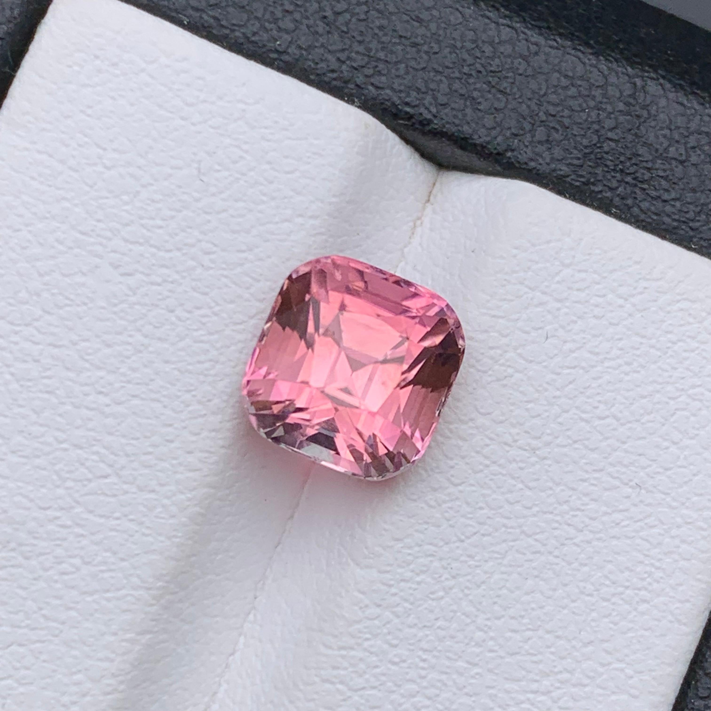 Contemporary Vibrant Pink Natural Tourmaline Ring Loose Gemstone 3.40 Ct Cushion Cut-Jewelry For Sale