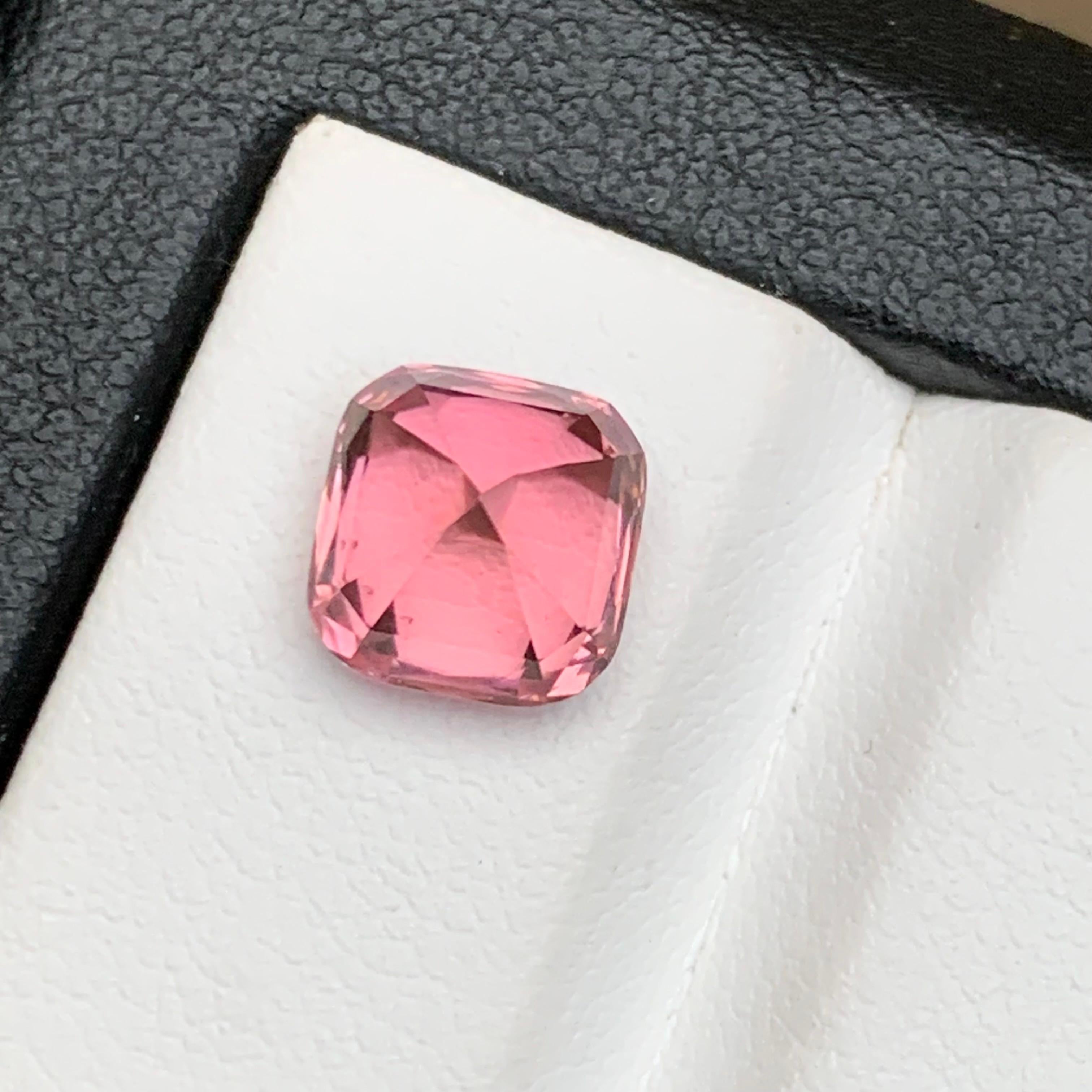 Vibrant Pink Natural Tourmaline Ring Loose Gemstone 3.40 Ct Cushion Cut-Jewelry For Sale 2