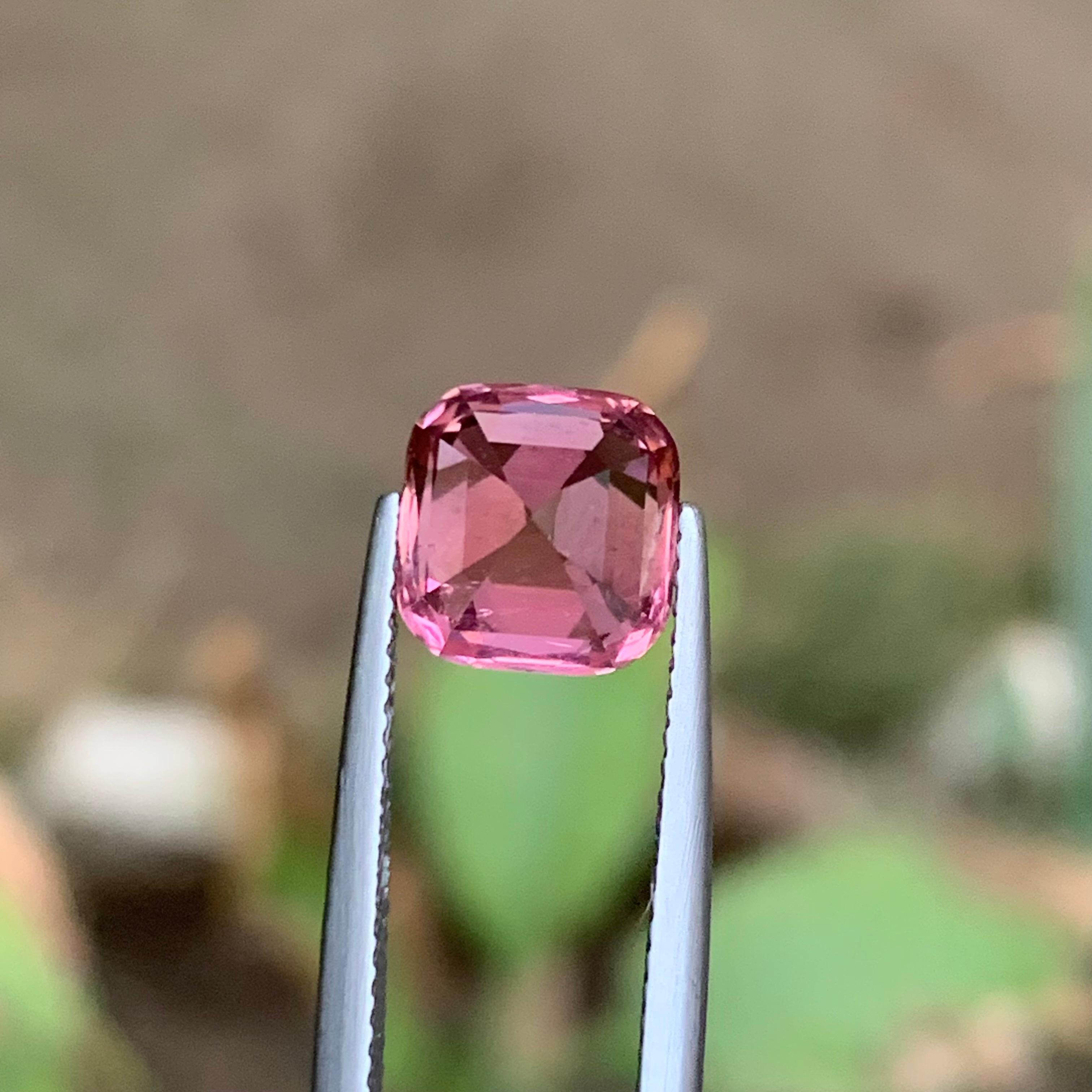 Vibrant Pink Natural Tourmaline Ring Loose Gemstone 3.40 Ct Cushion Cut-Jewelry For Sale 4