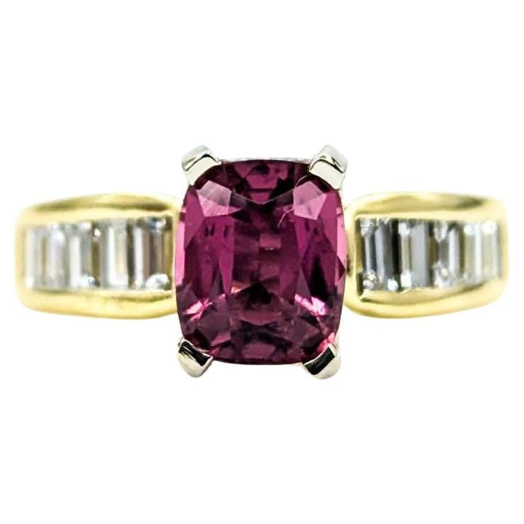 Vibrant Pink Tourmaline & Diamond Birthstone Ring in Yellow Gold