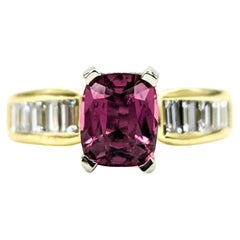 Vibrant Pink Tourmaline & Diamond Birthstone Ring in Yellow Gold