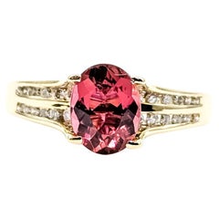 Vibrant Pink Tourmaline 
Diamond Ring in 14k Yellow Gold