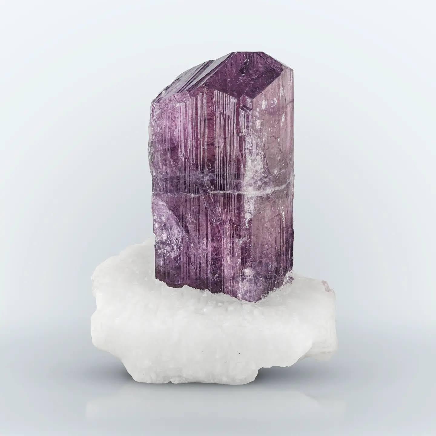 Art Deco Vibrant Purple Color Scapolite Crystal On Calcite Matrix From Afghanistan For Sale