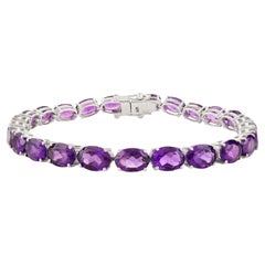 Vibrant Purple Oval Amethyst Tennis-Armband in 925 Silber Schmuck für Frauen