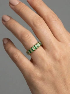 Vibrant Rectangular Emerald-cut 14K (18K Custom) Diamond Band Ring