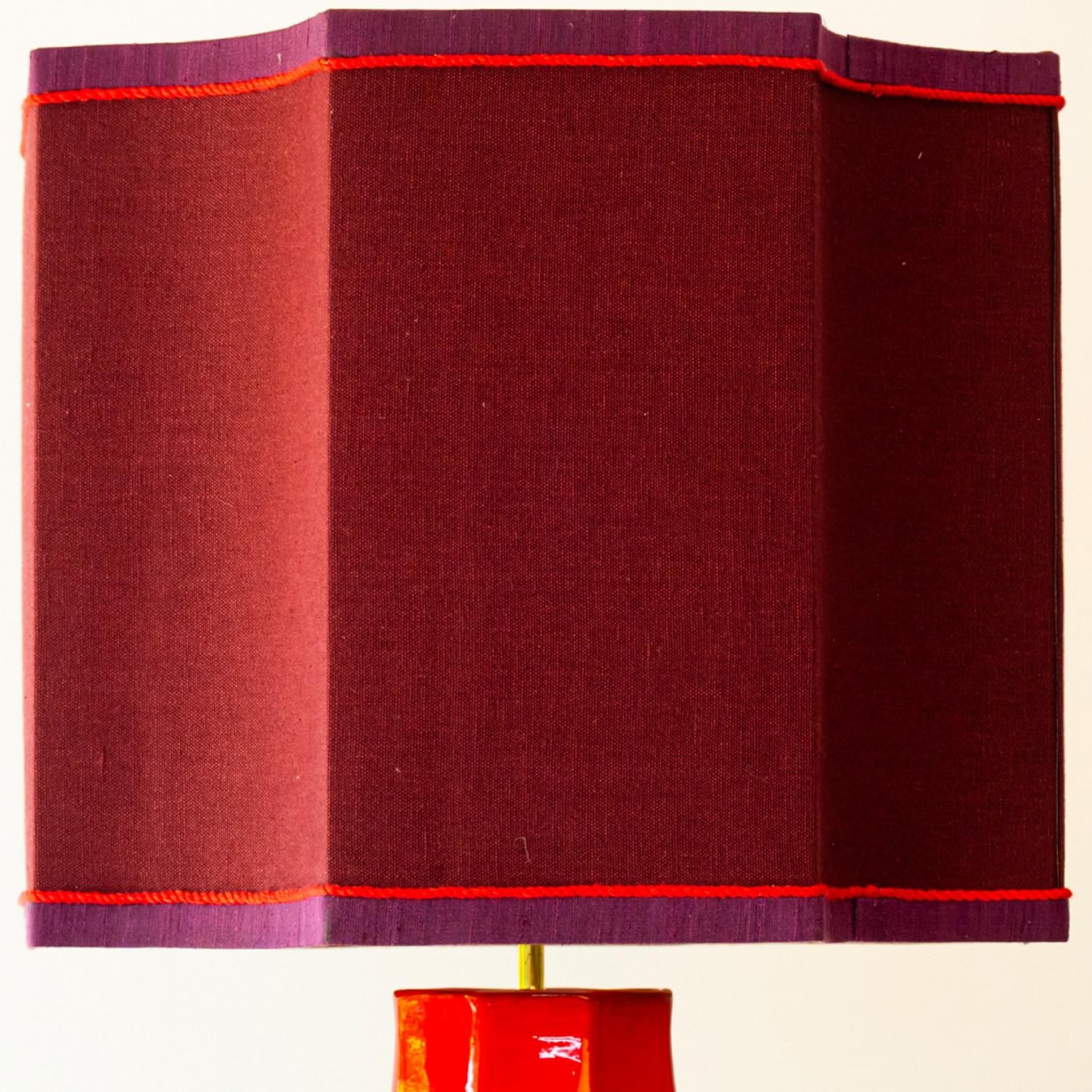 Leuchte aus roter Keramik, Lampenschirm von R. Houben, 1970 1