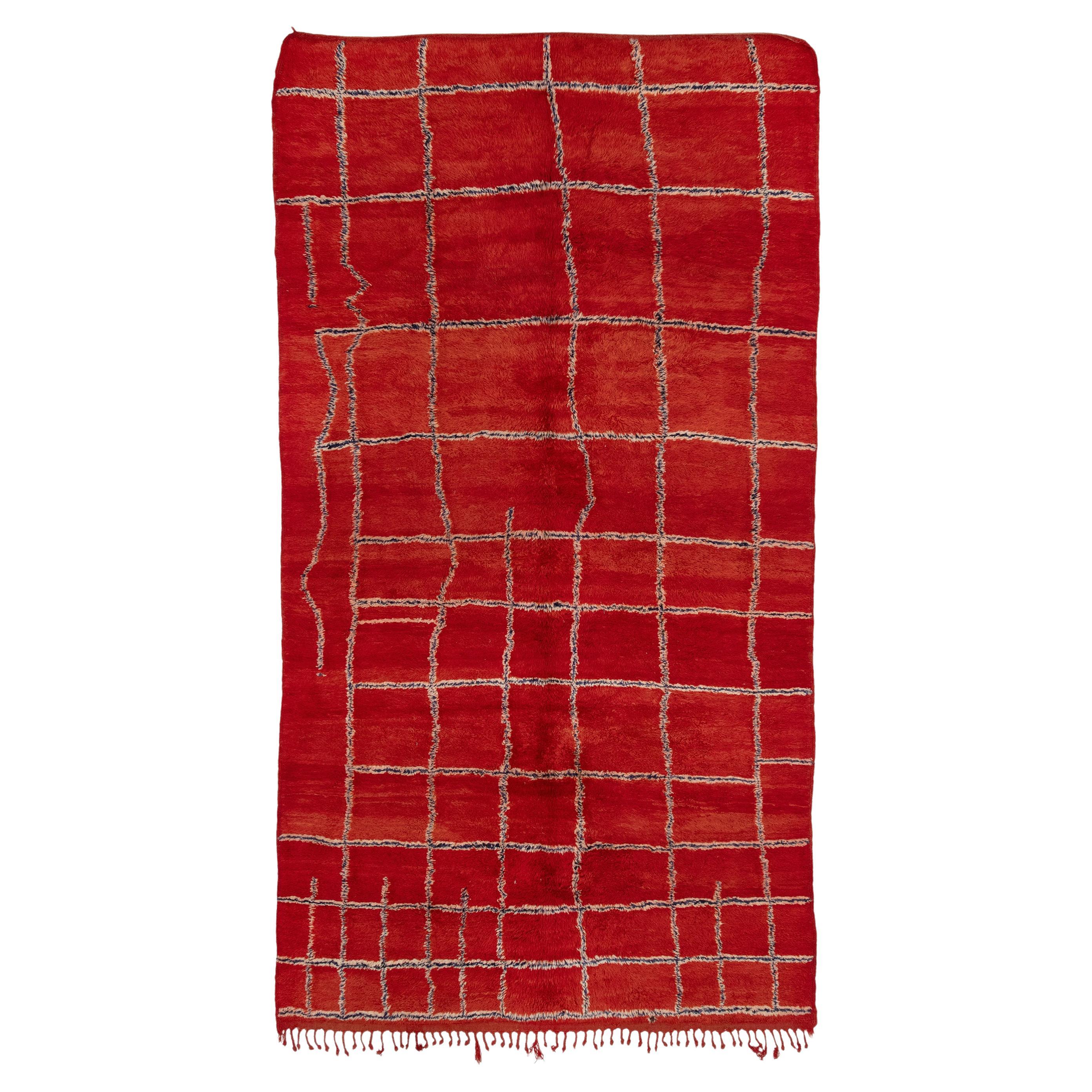 Vibrant Red Moroccan Rug For Sale