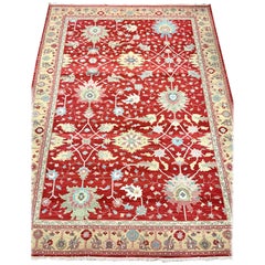 Vibrant Red Wool Flat-Weave Area Rug