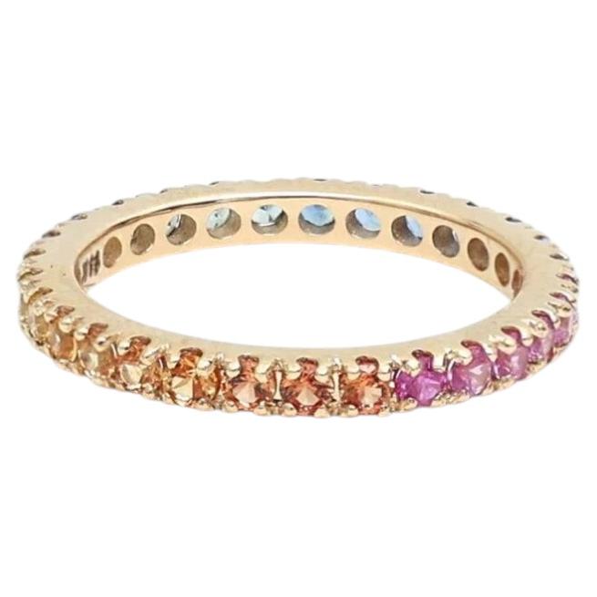 For Sale:  1.20ct Multi Sapphire 14K Yellow Gold Eternity Band Ring