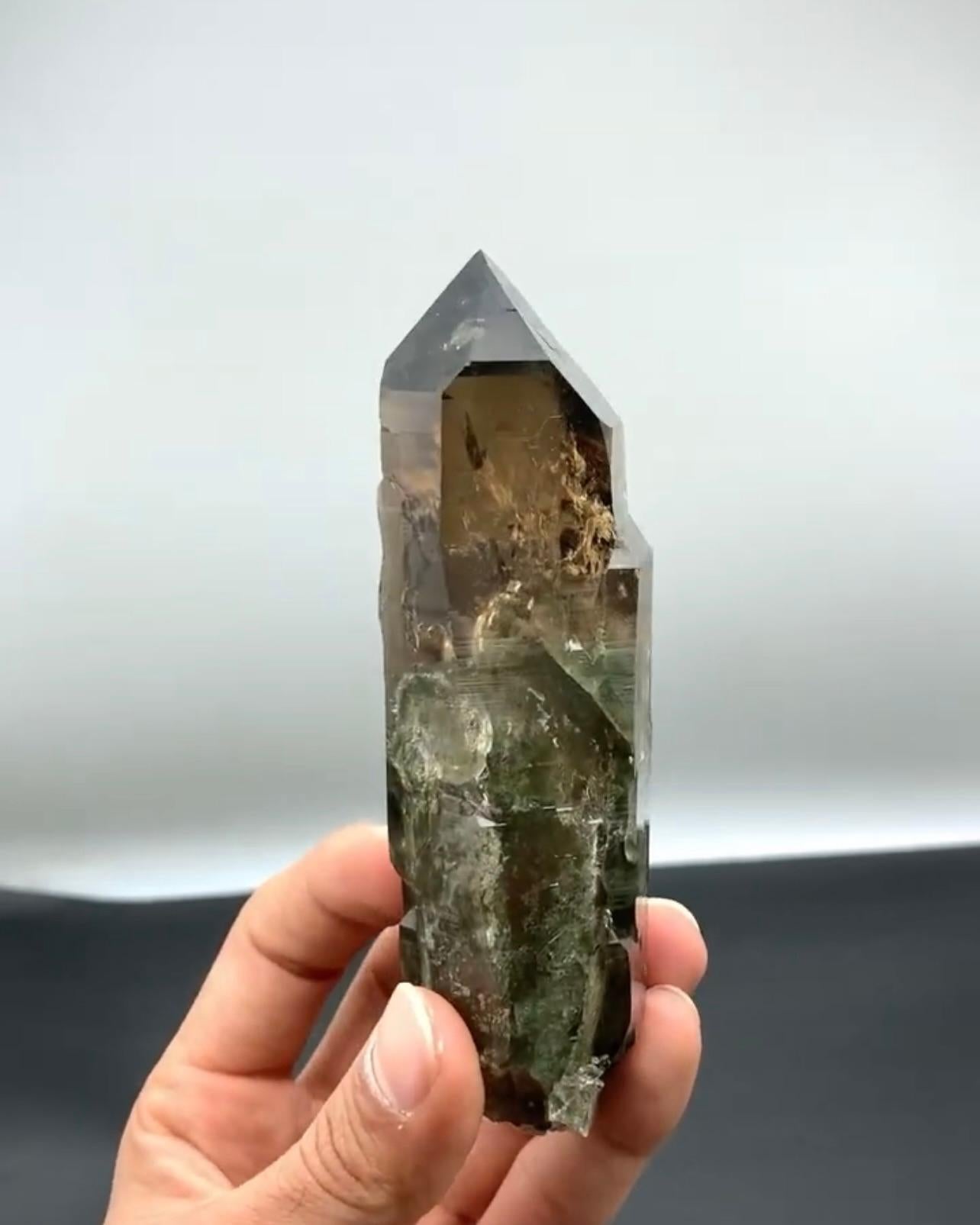 Modern Vibrant Smoky Brown Pointed Terminated Quartz Crystal From Pakistan For Sale
