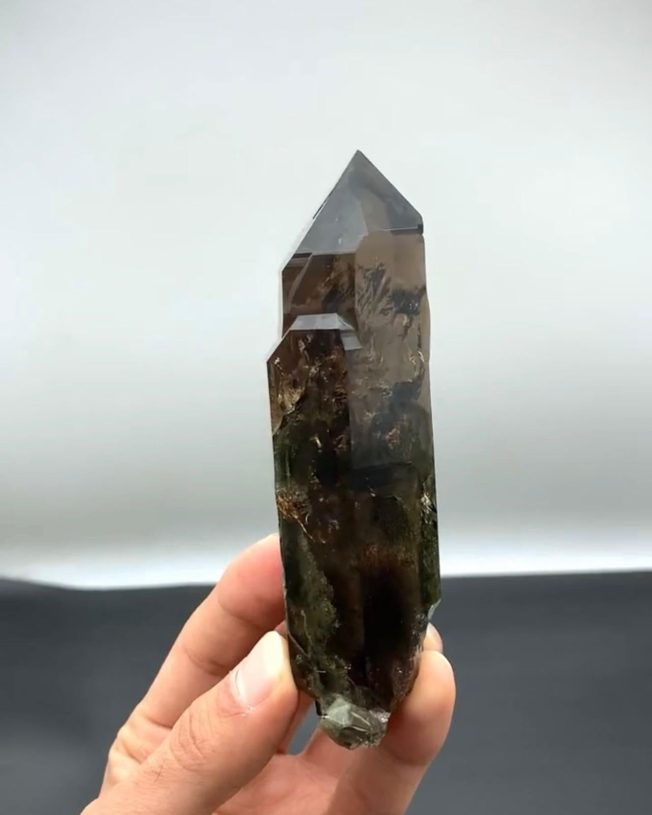 Contemporary Vibrant Smoky Brown Pointed Terminated Quartz Crystal From Pakistan For Sale