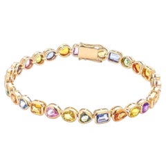 Vibrant Spectrum 14K Yellow Gold Gemstone Tennis Bracelet