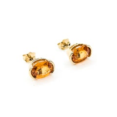 Vibrant Spessartite Garnet Earrings in 14k yellow gold