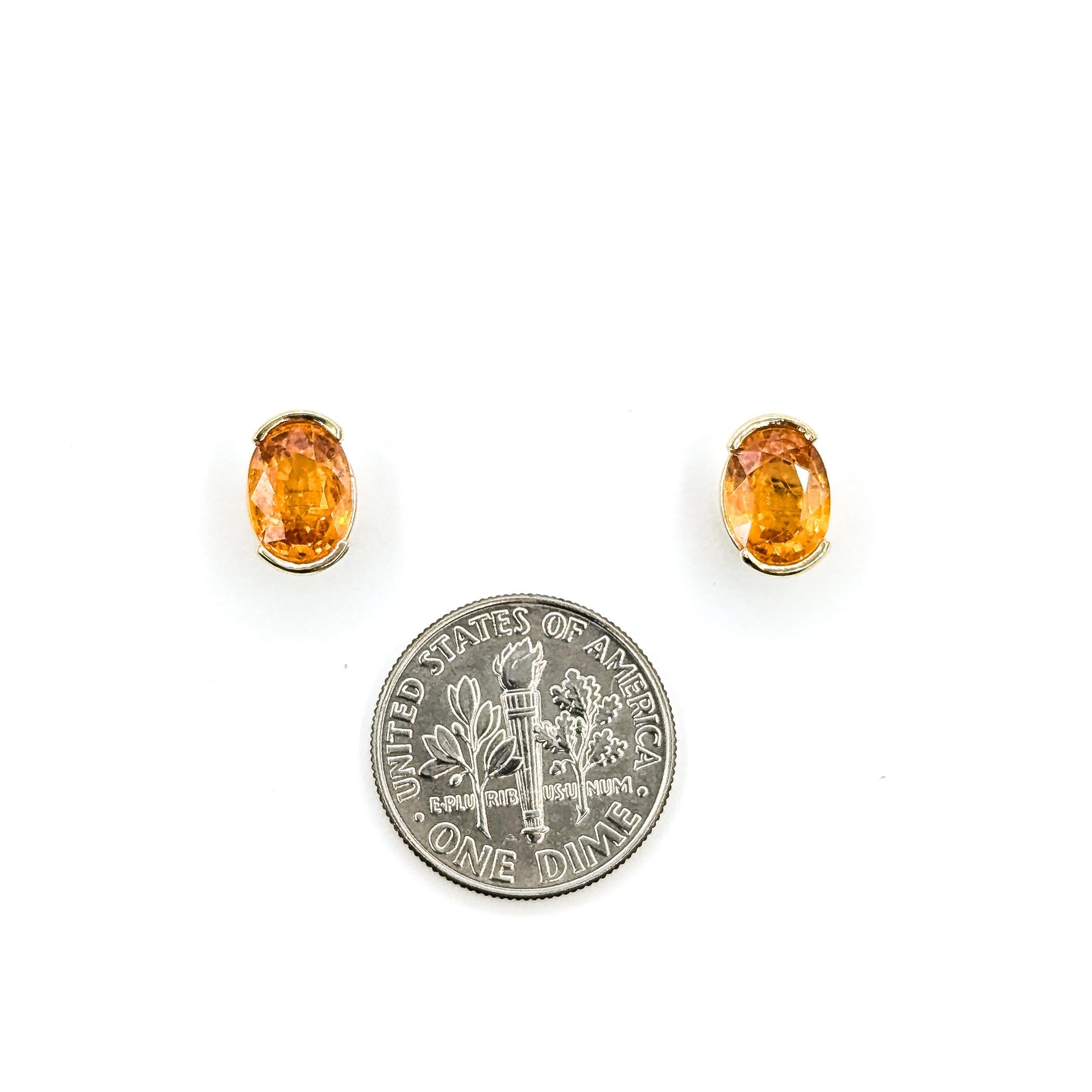 Boucles d'oreilles en or jaune 14k avec grenat spessartite vibrant en vente 2