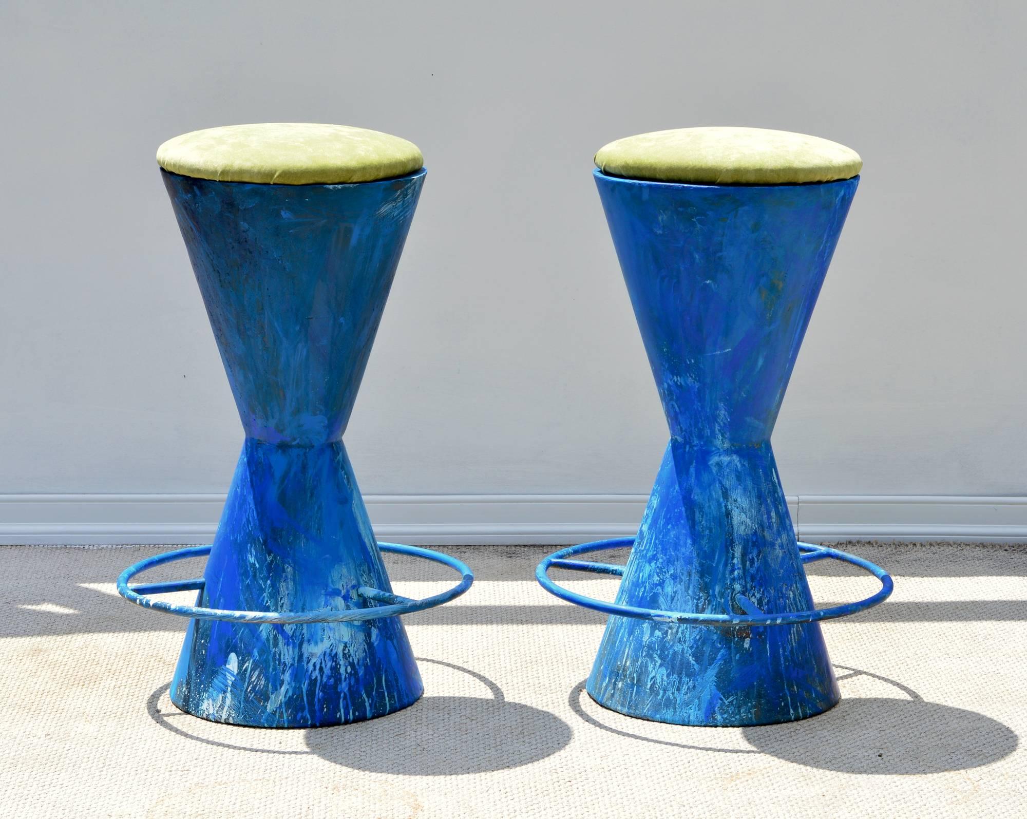 Mid-Century Modern Vibrant Studio Barstools, a Pair