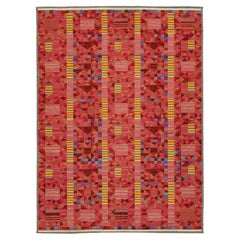 Vibrant Terracotta Geometric Kilim Rug Modern Swedish-Style Wool Flatweave 10x14