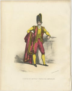 Vibrant Tradition: Handcolored Print of the Capitoline Estafier, Plate 31, 1862