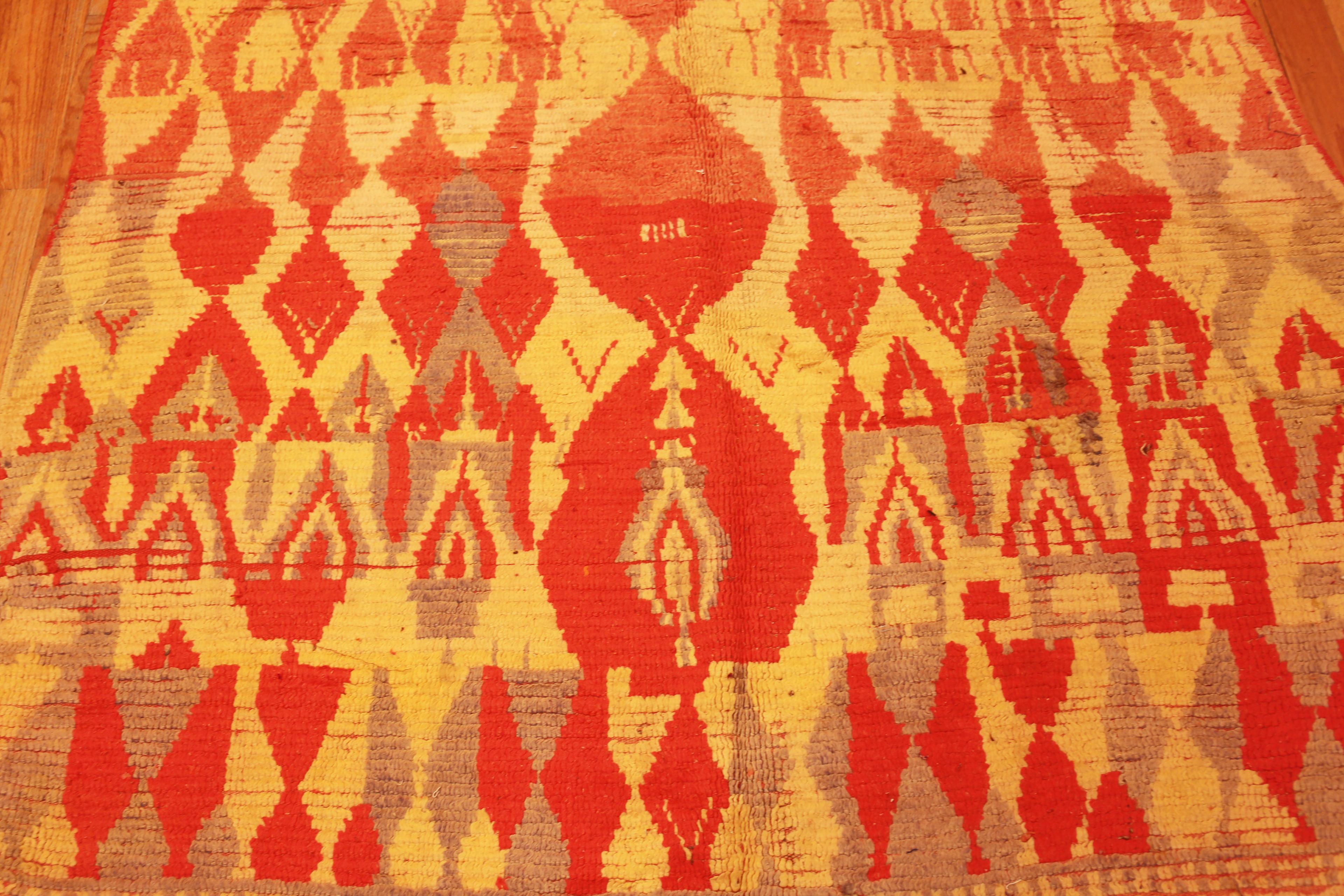Hand-Knotted Vibrant Tribal Vintage Moroccan Azilal Rug 5'3