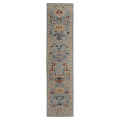 Vibrant Turkish Oushak Handmade Runner Rug