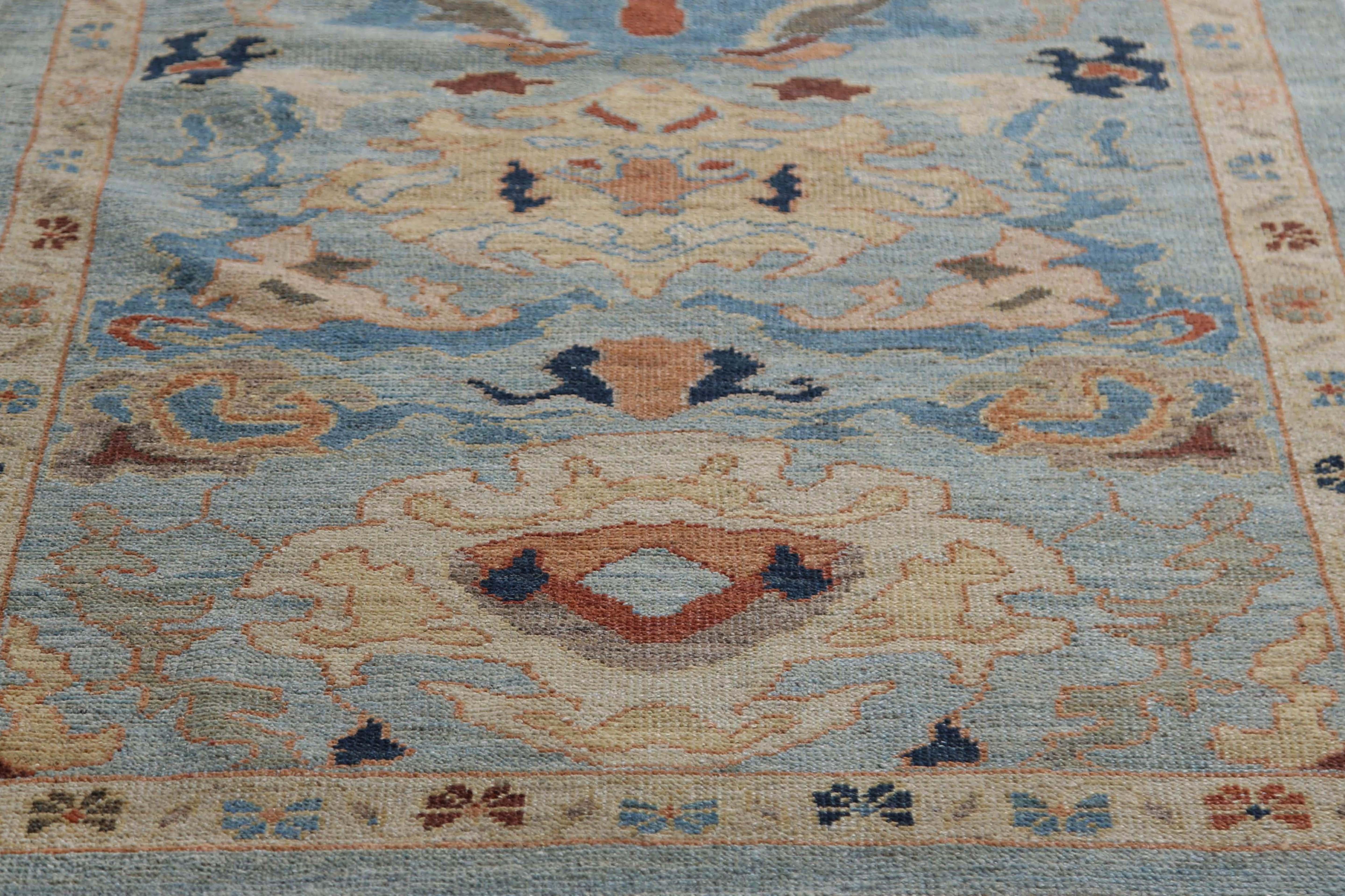 Contemporary Vibrant Turkish Sultanabad Handmade Runner Rug For Sale