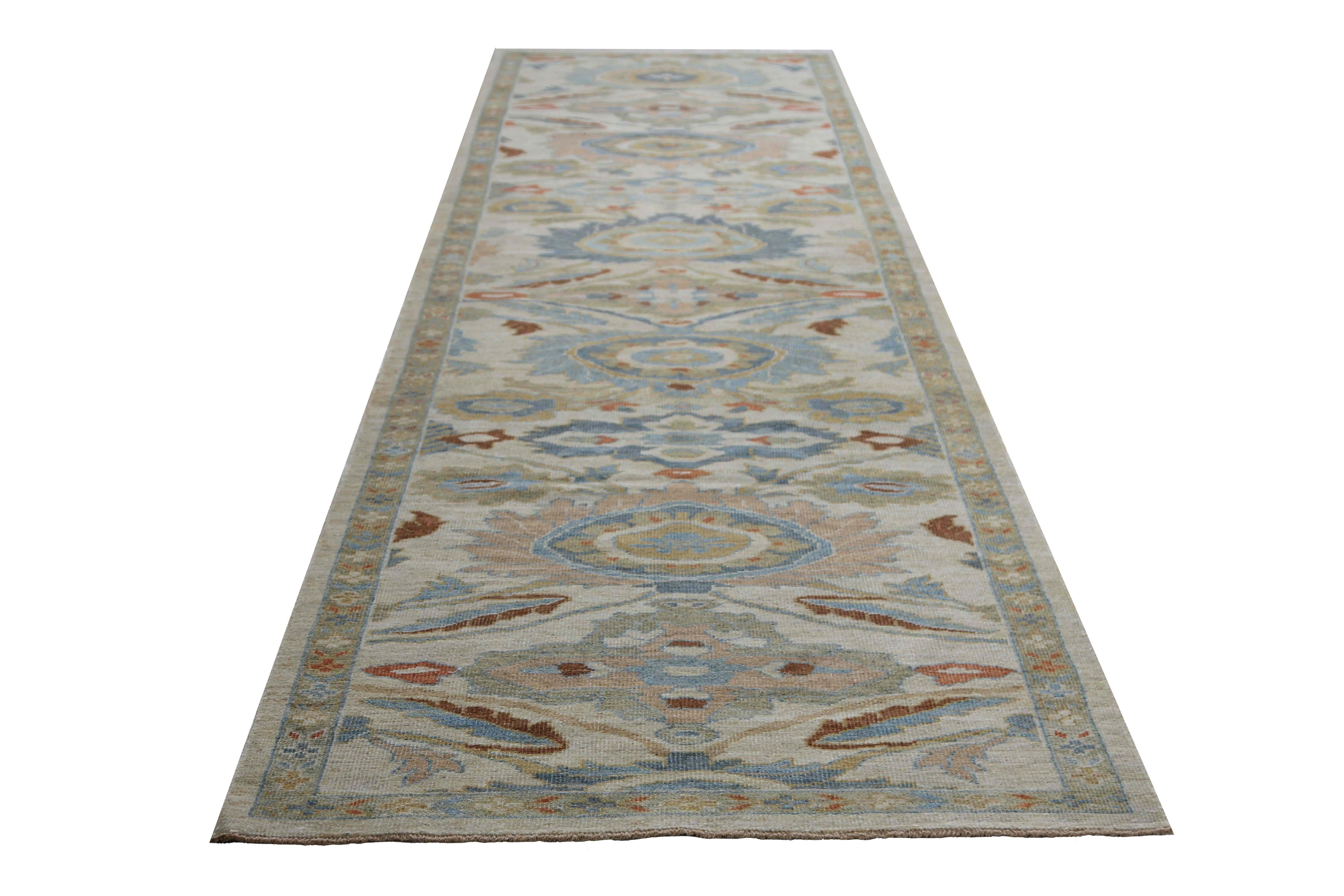 Contemporary Vibrant Turkish Sultanabad Runner Rug For Sale