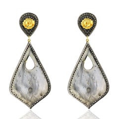 Vibrant Turquoise Enamel & Pave Diamond Shield Earrings