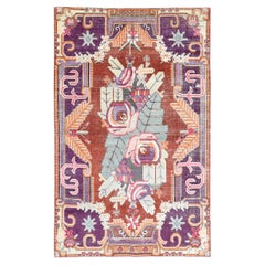 Vibrant Vintage Art Deco Wool Rug 5'5''x8'7''