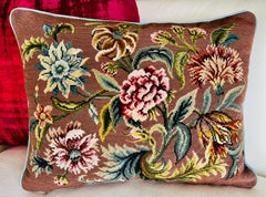 Vibrant Vintage Floral Needlepoint Pillow/Cushion
