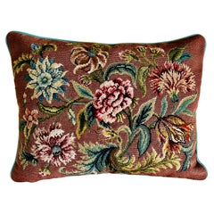 Vibrant Vintage Floral Needlepoint Pillow/Cushion