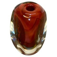 Vibrante jarrón de capullos de vidrio soplado Vintage de Dominick Labino, firmado y fechado