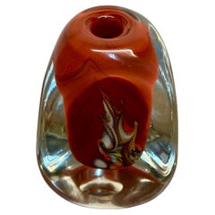 Vibrant Vintage Hand-Blown Art Glass Bud Vase by Dominick Labino, Signed 
Dated