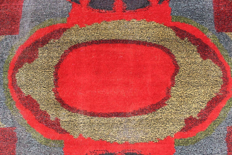 Vibrant Vintage Rug with Mid-Century Modern and Geometric Design For ...