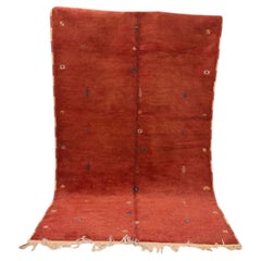 Alfombra Rabat Roja Tribal Marroquí Vintage Vibrante