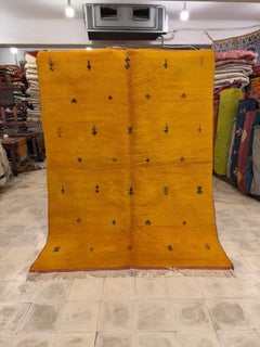 Vibrant Vintage Tribal Moroccan Saffron Yellow Rabat Rug