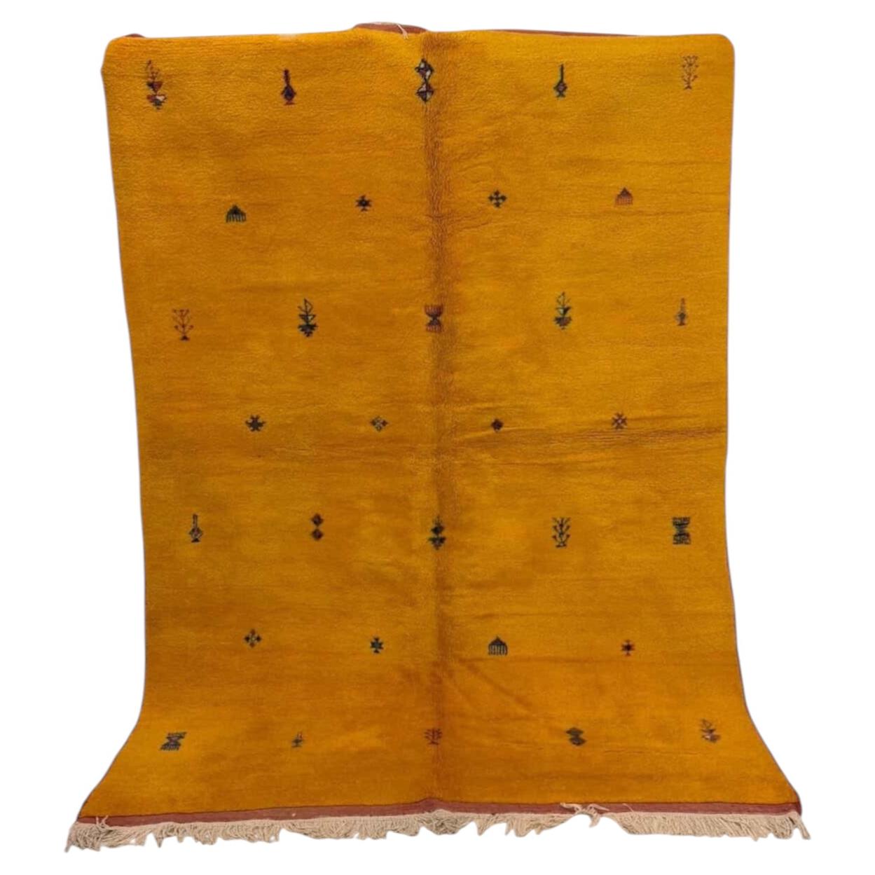 Vibrant Vintage Tribal Moroccan Saffron Yellow Rabat Rug