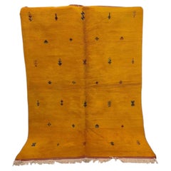Vibrant Vintage Tribal Moroccan Saffron Yellow Rabat Rug