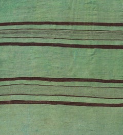 Vintage Turkish Stripe Kilim Runner With Green and Brown Colors 2'8 X 12'1
