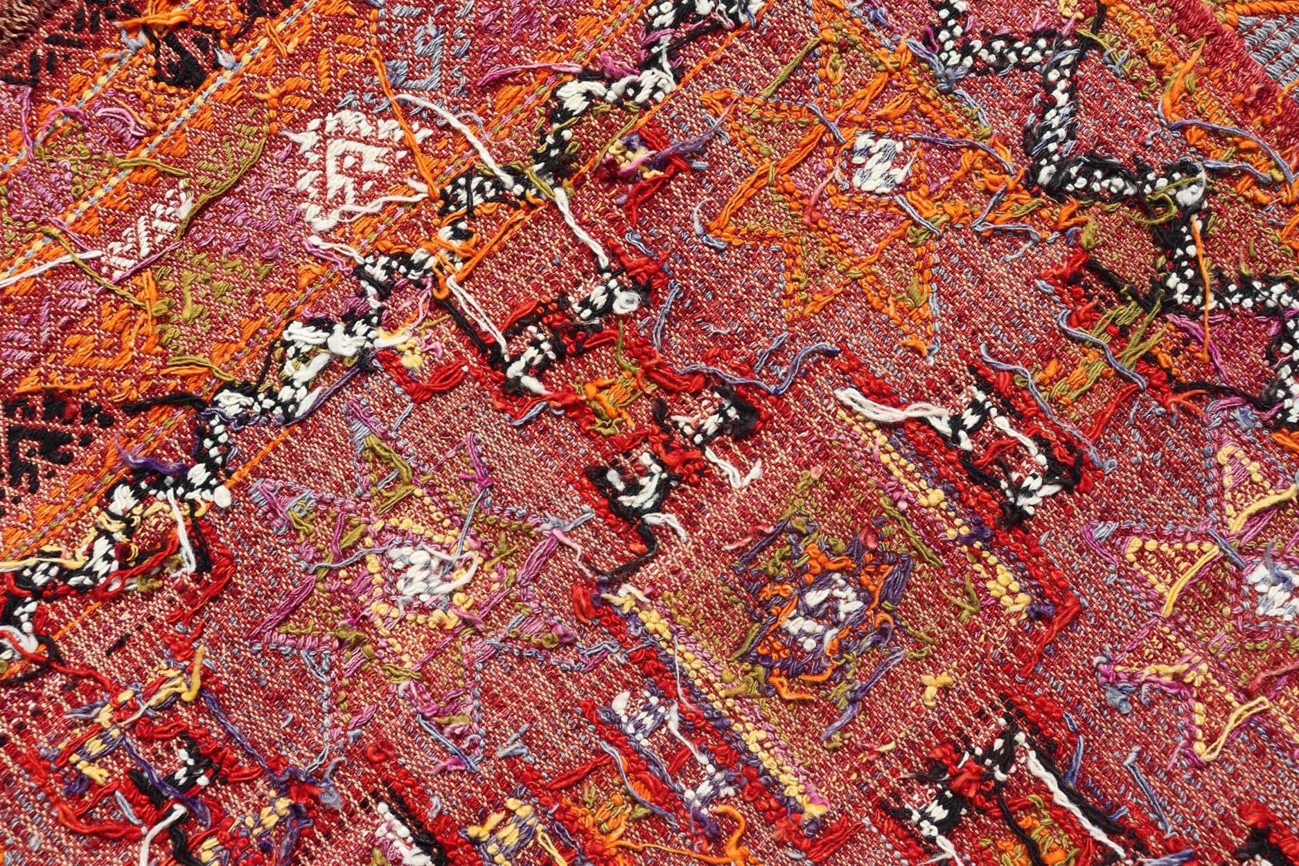 20th Century Vibrant Vintage Turkish Tribal Kilim Rug with Geometric Shapes 6'5 x 9'0 For Sale