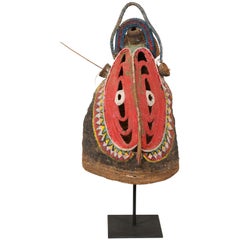 Vibrantly Colored Baba Festival Mask on Stand from Papua New Guinea