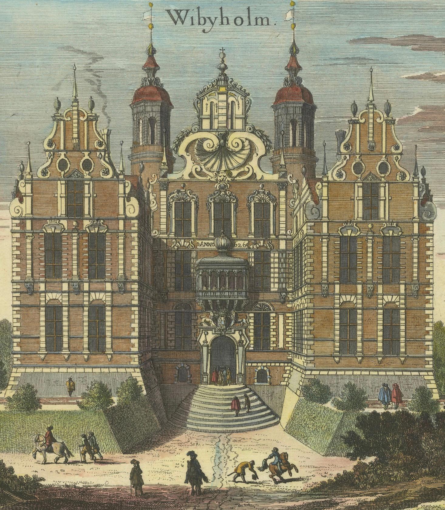 Vibyholm Castle in Sweden: A Baroque Gem in Dahlbergh's Collection, ca.1675 In Good Condition For Sale In Langweer, NL