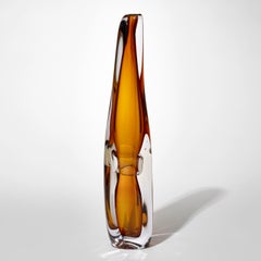 Sommarial in Aurora Gelblich II, amber hand blown glass vase by Vic Bamforth
