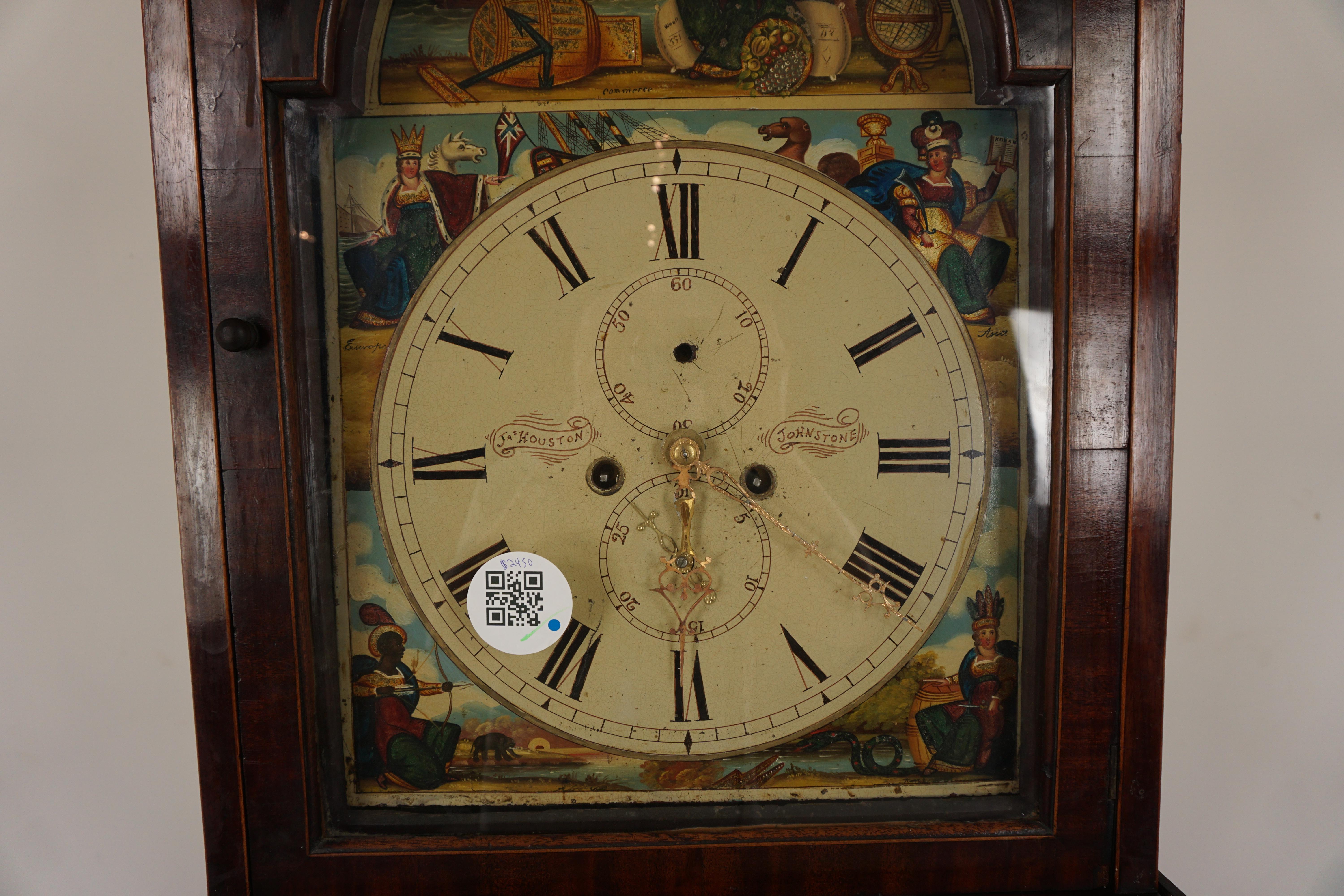 Vic. Grandfather Long Case Clock by J Pelling of Lesmahagow, Scotland 1870, H525 In Excellent Condition In Vancouver, BC