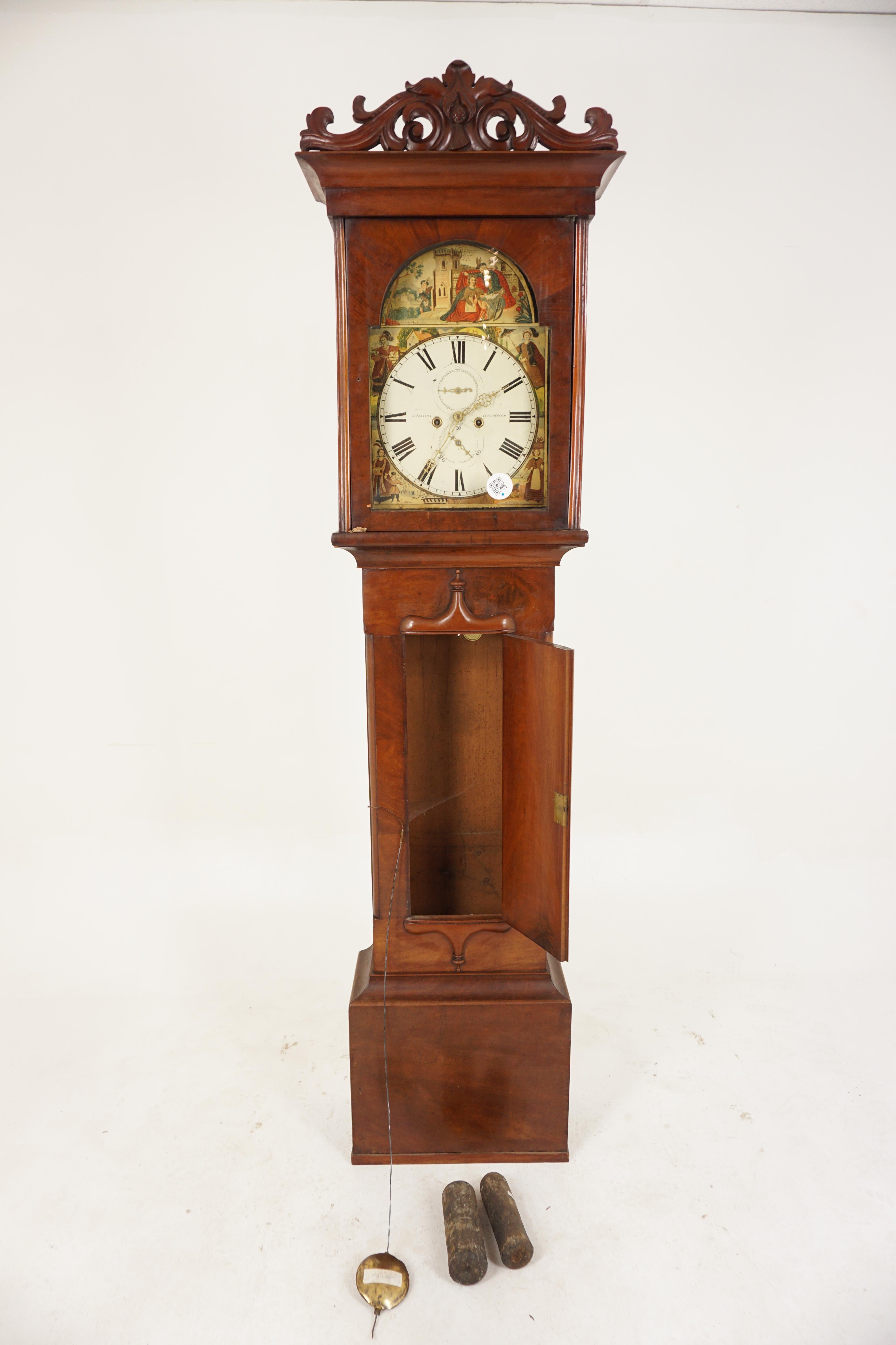 Vic. Grandfather Long Case Clock by Jas Huston of Johnstone, Scotland 1870 H182 4
