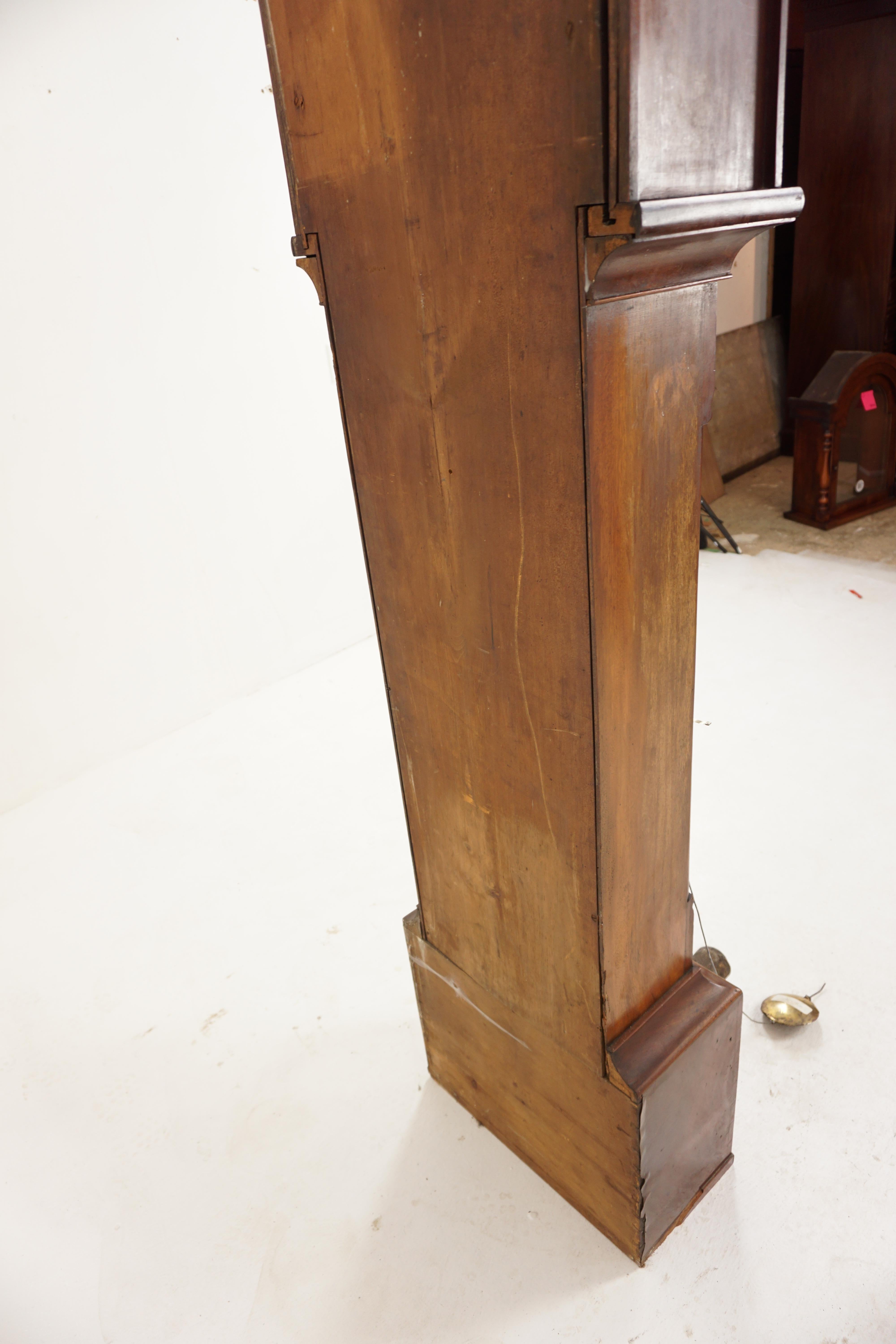 Vic. Grandfather Long Case Clock by Jas Huston of Johnstone, Scotland 1870 H182 9