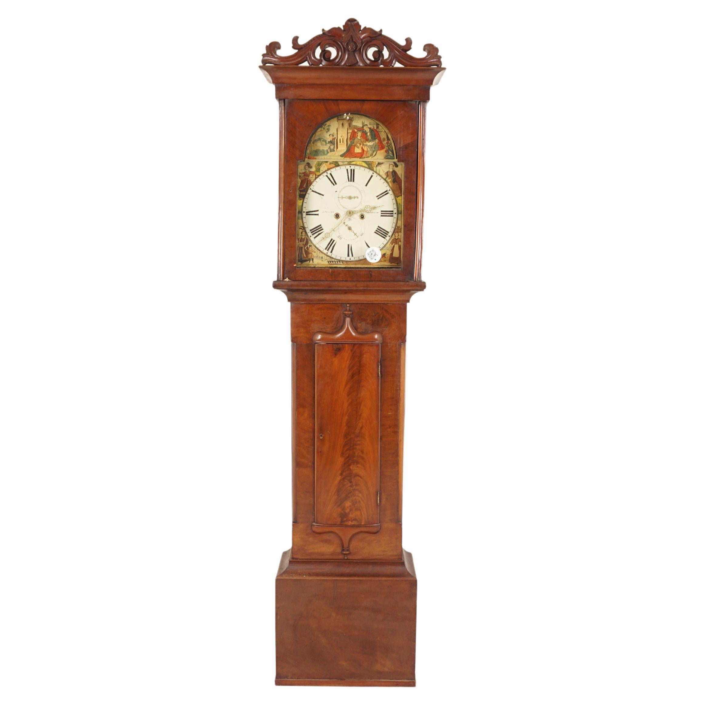 Vic. Grandfather Long Case Clock by Jas Huston of Johnstone, Scotland 1870 H182