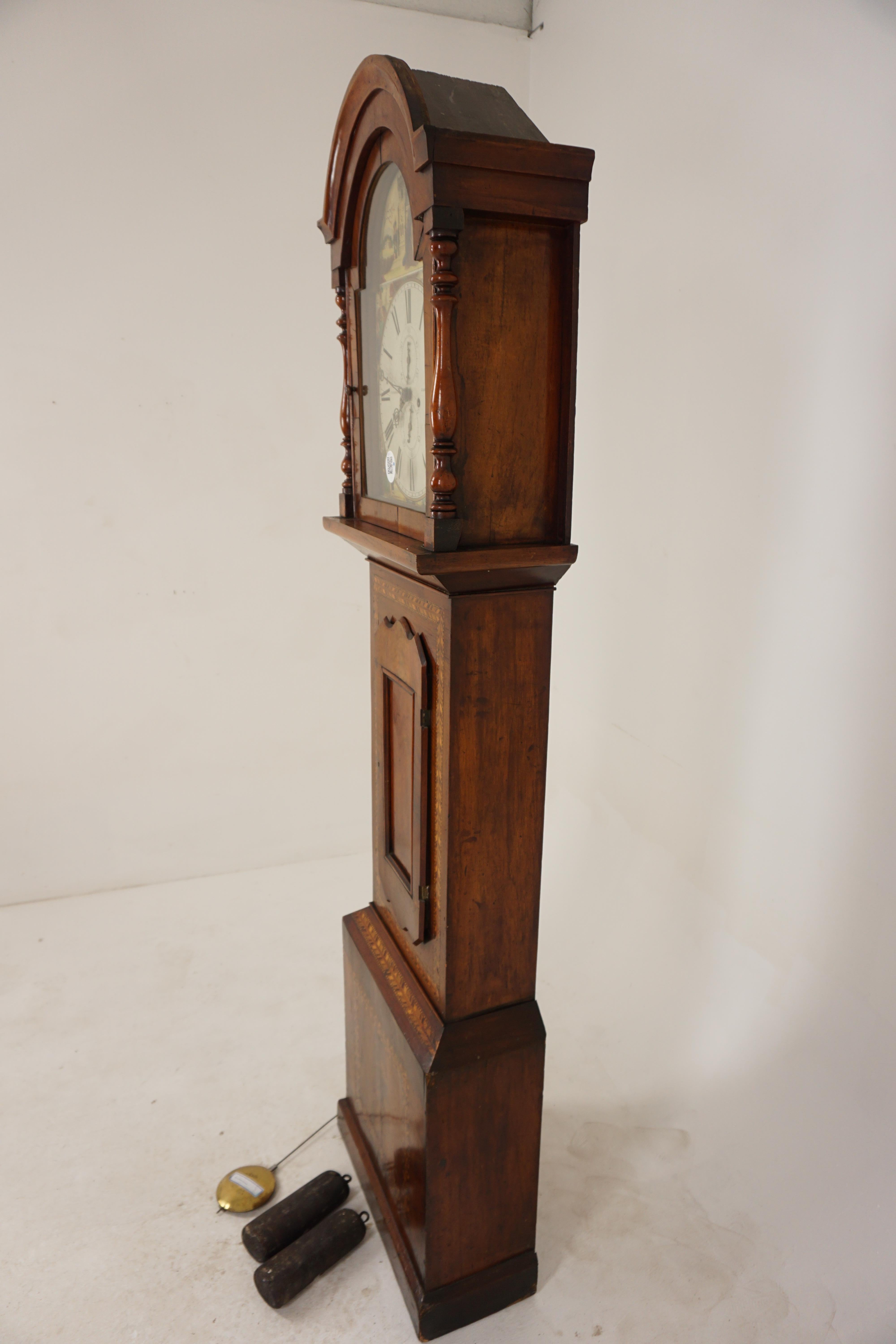 Vic. Grandfather Long Clock by Brackenridge of Kilmarnock Scotland 1870 H183 5