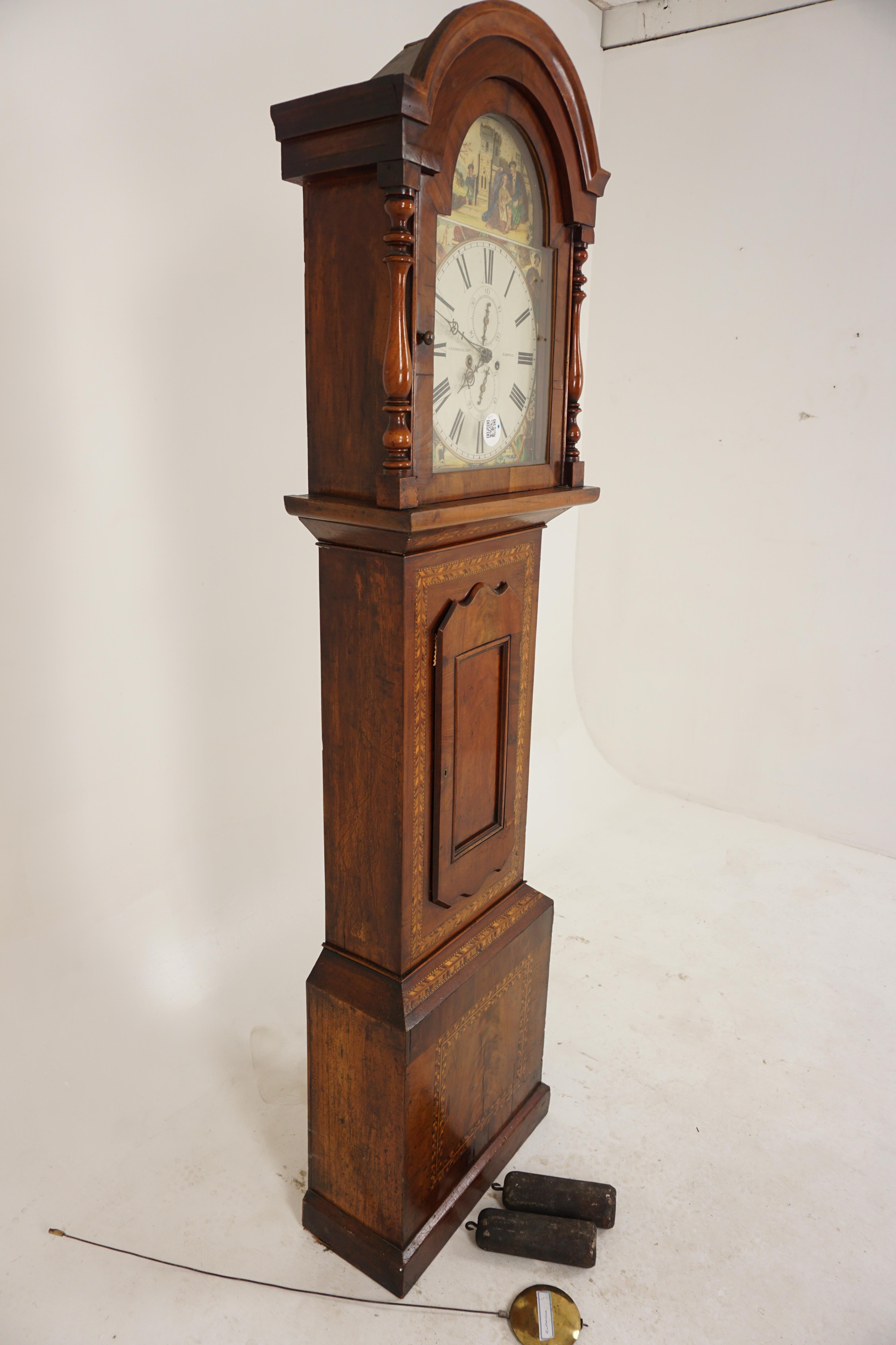 Vic. Grandfather Long Clock by Brackenridge of Kilmarnock Scotland 1870 H183 6
