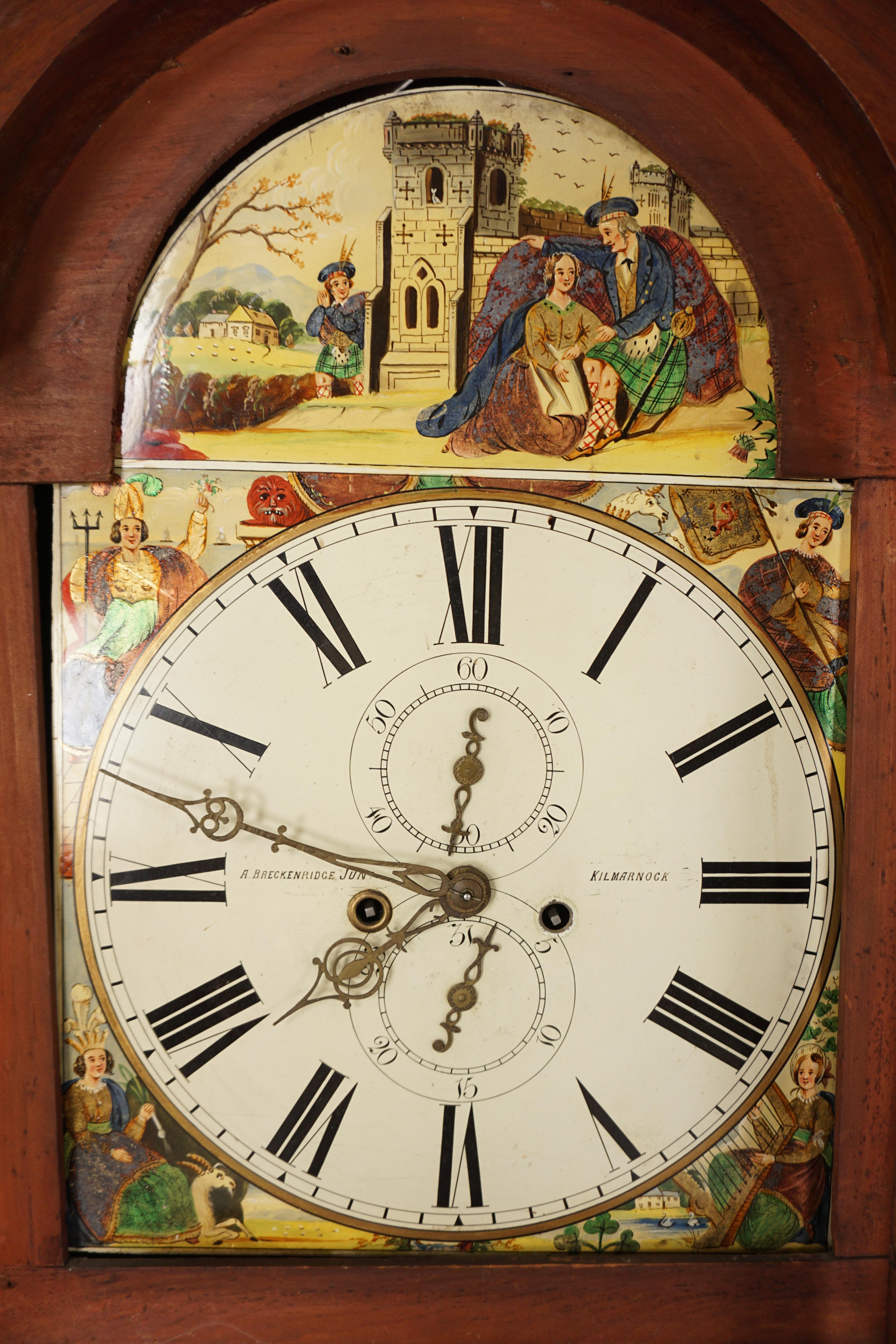 Vic. Grandfather Long Clock by Brackenridge of Kilmarnock Scotland 1870 H183 1